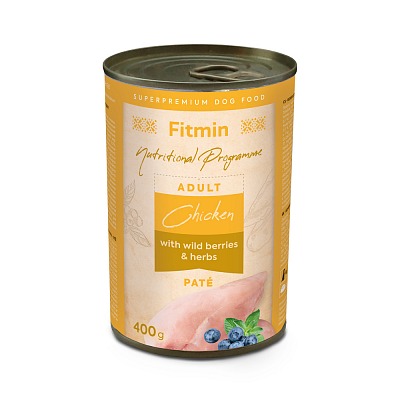 Fitmin karma mokra – kurczak z ziołami i leśnymi jagodami 400g